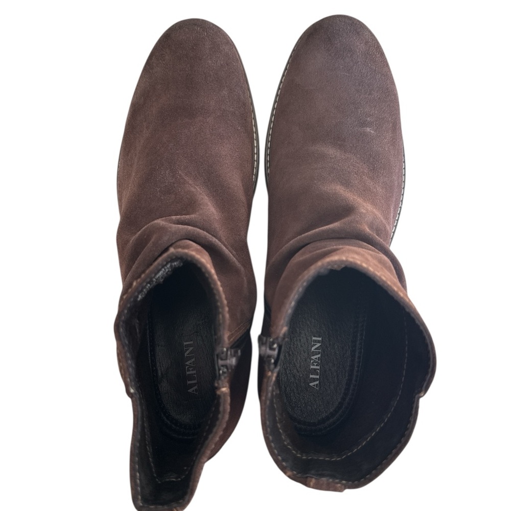 Alfani Arlen Brown Suede Ankle Boots Men’s 12M Side Zip Casual Dress Boots
